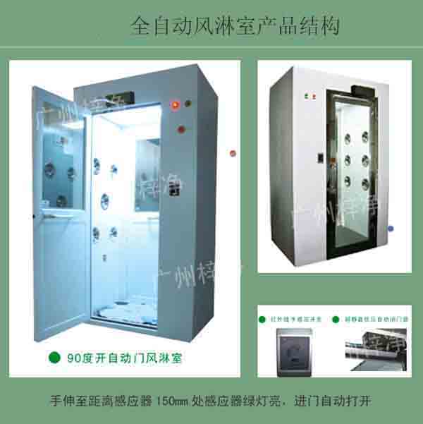 全自動(dòng)風(fēng)淋室又叫全自動(dòng)感應(yīng)吹淋器、全自動(dòng)感應(yīng)風(fēng)淋門、空氣吹淋室